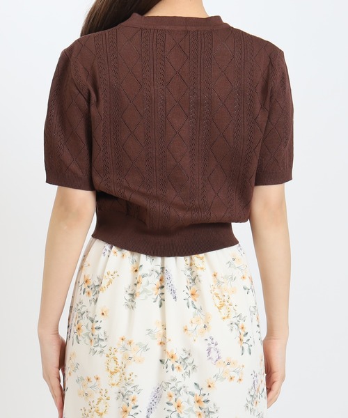 ASTORIA ODIER（アストリアオディール）の「透かし柄パールボタンカーディガン（カーディガン/ボレロ・レディース・ホワイト/ブラウン/ブラック・MEDIUM）」の8枚目の写真