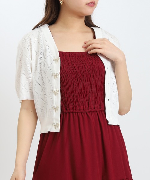 ASTORIA ODIER（アストリアオディール）の「透かし柄パールボタンカーディガン（カーディガン/ボレロ・レディース・ホワイト/ブラウン/ブラック・MEDIUM）」の19枚目の写真