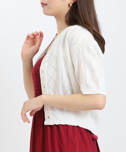ASTORIA ODIER（アストリアオディール）の「透かし柄パールボタンカーディガン（カーディガン/ボレロ・レディース・ホワイト/ブラウン/ブラック・MEDIUM）」の18枚目の写真