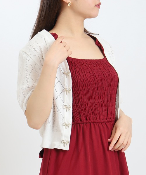 ASTORIA ODIER（アストリアオディール）の「透かし柄パールボタンカーディガン（カーディガン/ボレロ・レディース・ホワイト/ブラウン/ブラック・MEDIUM）」の17枚目の写真