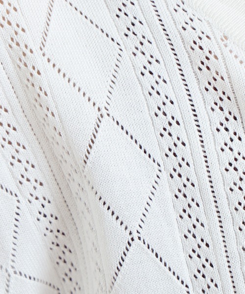 ASTORIA ODIER（アストリアオディール）の「透かし柄パールボタンカーディガン（カーディガン/ボレロ・レディース・ホワイト/ブラウン/ブラック・MEDIUM）」の5枚目の写真