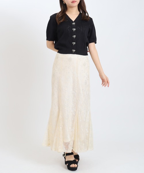 ASTORIA ODIER（アストリアオディール）の「透かし柄パールボタンカーディガン（カーディガン/ボレロ・レディース・ホワイト/ブラウン/ブラック・MEDIUM）」の20枚目の写真