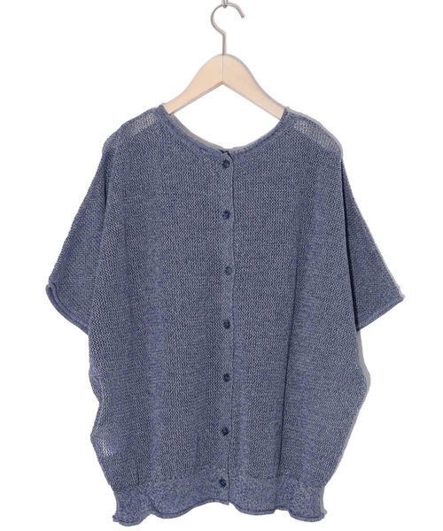 スカラー152609：ネコ柄麻混ニット 2WAYカーディガン ScoLar（スカラー）の「152609：ネコ柄麻混ニット 2WAY