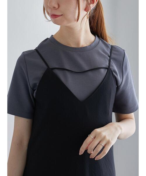 Te chichi（テチチ）の「【近赤外線CUT】半袖ベーシックTシャツ（Tシャツ/カットソー・レディース・オリーブ/ブラック/オフホワイト/チャコールグレー・F）」の3枚目の写真