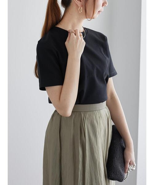 Te chichi（テチチ）の「【近赤外線CUT】半袖ベーシックTシャツ（Tシャツ/カットソー・レディース・オリーブ/ブラック/オフホワイト/チャコールグレー・F）」の2枚目の写真