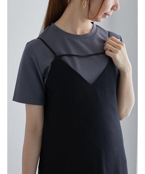 Te chichi（テチチ）の「【近赤外線CUT】半袖ベーシックTシャツ（Tシャツ/カットソー・レディース・オリーブ/ブラック/オフホワイト/チャコールグレー・F）」の6枚目の写真