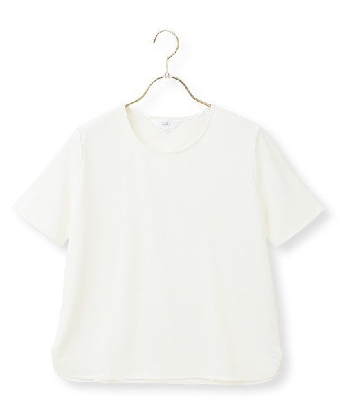 AOYAMA(アオヤマ)の「【透けない白・UVカット】透けないカットソー/半袖/ホワイト/クルーネック/フロントタック|通勤&オフィス&インターン&実習|自宅で洗える・ストレッチ・防止シワ|(Tシャツ/カットソー・レディース・ホワイト系1/ホワイト系2・LL/S/M/L)」の3枚目の写真