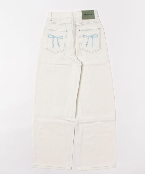 Uenui（ウニュイ）の「【 cunii 】 ワイド レッグ リボン ジーンズ（デニムパンツ・レディース・パープル/ピンク/ブルー・FREE）」の4枚目の写真