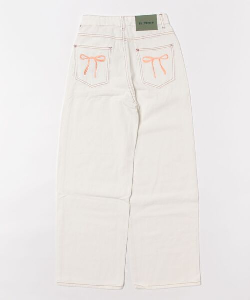 Uenui（ウニュイ）の「【 cunii 】 ワイド レッグ リボン ジーンズ（デニムパンツ・レディース・パープル/ピンク/ブルー・FREE）」の5枚目の写真