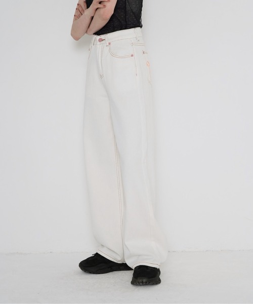 Uenui（ウニュイ）の「【 cunii 】 ワイド レッグ リボン ジーンズ（デニムパンツ・レディース・パープル/ピンク/ブルー・FREE）」の11枚目の写真