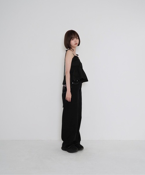 Uenui（ウニュイ）の「【 cunii 】 ワイド レッグ リボン ジーンズ（デニムパンツ・レディース・パープル/ピンク/ブルー・FREE）」の21枚目の写真