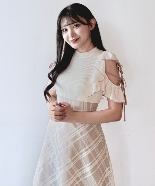 NOMAE（ノーマエ）の「バイカラーリボンドッキングワンピース（ワンピース・レディース・ピンク/ブラック/ホワイト・FREE）」の10枚目の写真