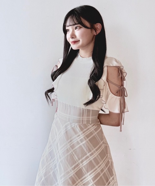 NOMAE（ノーマエ）の「バイカラーリボンドッキングワンピース（ワンピース・レディース・ピンク/ブラック/ホワイト・FREE）」の9枚目の写真