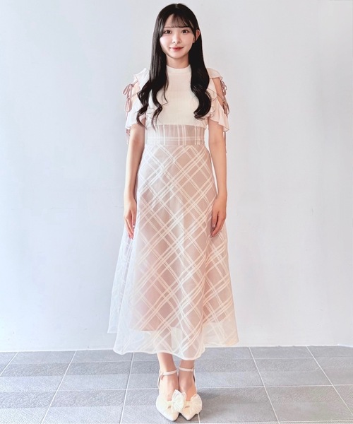 NOMAE（ノーマエ）の「バイカラーリボンドッキングワンピース（ワンピース・レディース・ピンク/ブラック/ホワイト・FREE）」の4枚目の写真