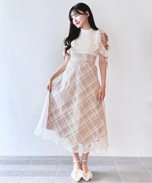 ドッキングワンピース とろみ素材 バイカラー 1431 PROPORTION BODY DRESSING（プロポーションボディドレッシング
