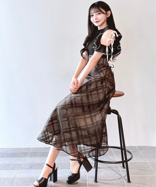 NOMAE バイカラーリボンドッキングワンピース ホワイト セール】バイカラーリボンドッキングワンピース（ワンピース