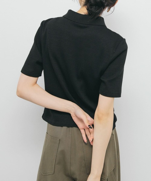 tシャツ フロントホックシャーリングRIBトップス レディース セール】フロントホックシャーリングRIBトップス（Tシャツ