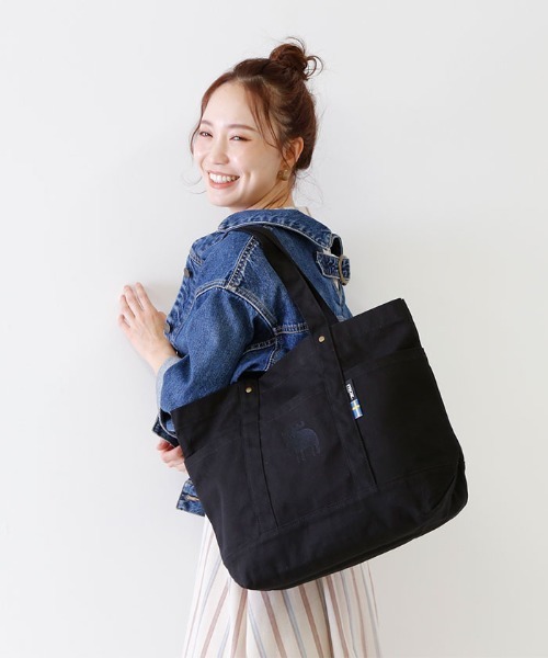 moz（モズ）の「moz 帆布 トートバッグ Lサイズ（トートバッグ・レディース・カーキオリーブ/ネイビー/ホワイト系その他2/ナチュラル/ブラック/グレー・FREE）」の9枚目の写真
