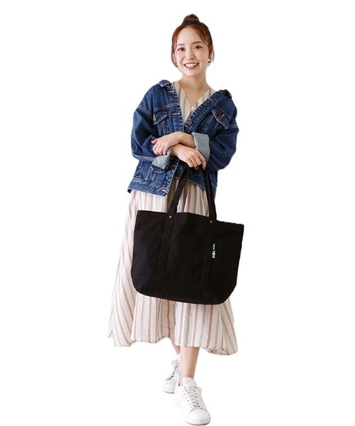 moz（モズ）の「moz 帆布 トートバッグ Lサイズ（トートバッグ・レディース・カーキオリーブ/ネイビー/ホワイト系その他2/ナチュラル/ブラック/グレー・FREE）」の11枚目の写真