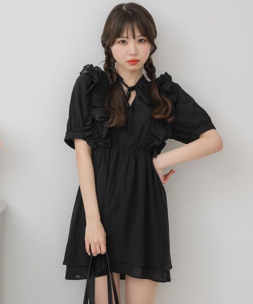 ふるさと納税 服 女 大阪府 豊中市  11号 フリル衿リバーレースプリーツジャケット ピンク 11号 セール】レースフリルチュニックOP（ワンピース）｜ems excite