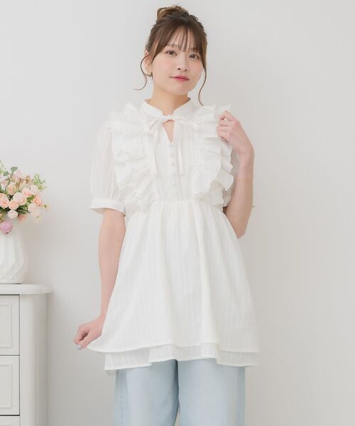 ふるさと納税 服 女 大阪府 豊中市  11号 フリル衿リバーレースプリーツジャケット ピンク 11号 セール】レースフリルチュニックOP（ワンピース）｜ems excite