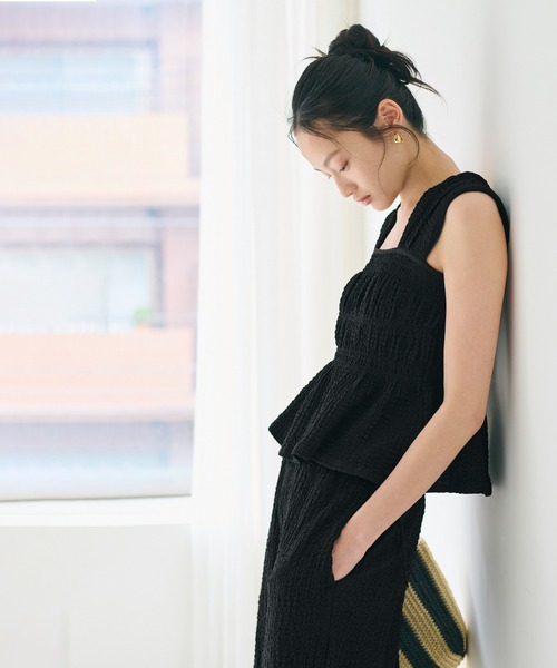 coca（coca）（コカ）の「クロスシボシャーリングトップス シワ防止/吸水速乾（Tシャツ/カットソー・レディース・ブラック/ブラウン・S/L/M）」の8枚目の写真