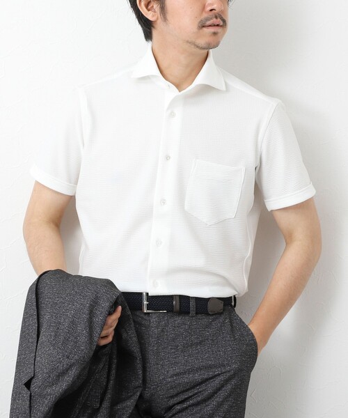 NOLLEY’S（ノーリーズ）の「《ビジカジ対応》【Vertical】吸水速乾 ストレッチ サッカージャージWD SS 25SS（ビジネスシャツ・メンズ・ホワイト/ブルー/ネイビー・S/M/L/XL）」の4枚目の写真