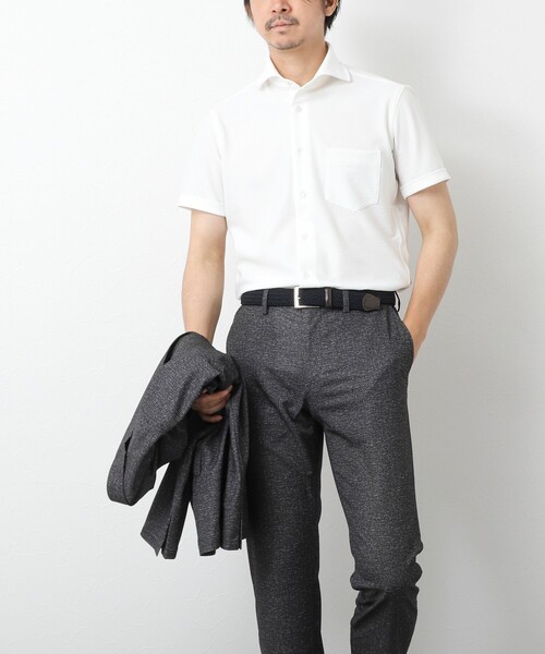 NOLLEY’S（ノーリーズ）の「《ビジカジ対応》【Vertical】吸水速乾 ストレッチ サッカージャージWD SS 25SS（ビジネスシャツ・メンズ・ホワイト/ブルー/ネイビー・S/M/L/XL）」の5枚目の写真