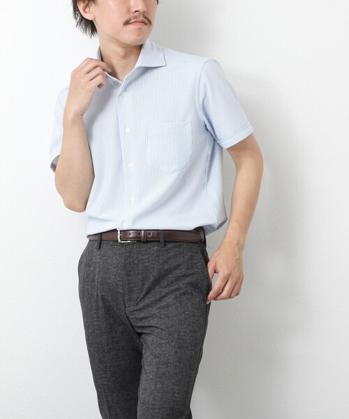 NOLLEY’S（ノーリーズ）の「《ビジカジ対応》【Vertical】吸水速乾 ストレッチ サッカージャージWD SS 25SS（ビジネスシャツ・メンズ・ホワイト/ブルー/ネイビー・S/M/L/XL）」の12枚目の写真