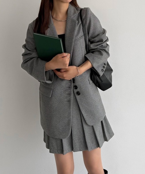 apuntob アプントビー グレー ヘリンボーン テーラードジャケット