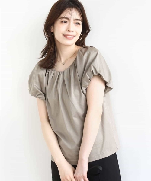 OFUON le MK(オフオンルエムケー)の「バルーンスリーブカットソー/接触冷感/洗える(Tシャツ/カットソー・レディース・イエロー/カーキブラウン/ホワイト・38/36)」の11枚目の写真