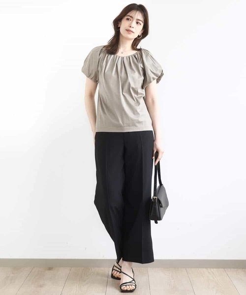 OFUON le MK(オフオンルエムケー)の「バルーンスリーブカットソー/接触冷感/洗える(Tシャツ/カットソー・レディース・イエロー/カーキブラウン/ホワイト・38/36)」の13枚目の写真