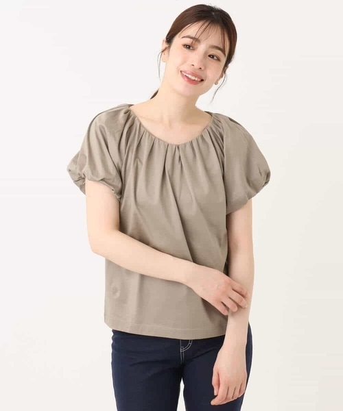 OFUON le MK(オフオンルエムケー)の「バルーンスリーブカットソー/接触冷感/洗える(Tシャツ/カットソー・レディース・イエロー/カーキブラウン/ホワイト・38/36)」の14枚目の写真