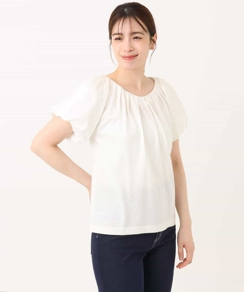 OFUON le MK(オフオンルエムケー)の「バルーンスリーブカットソー/接触冷感/洗える(Tシャツ/カットソー・レディース・イエロー/カーキブラウン/ホワイト・38/36)」の22枚目の写真