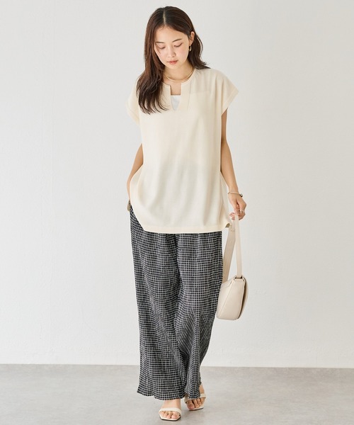 LAVEANGE(ラビアンジェ)の「【洗える】楊柳チェックパンツ(その他パンツ・レディース・オフホワイト/ブラック・LL/3L/4L/5L/M)」の17枚目の写真