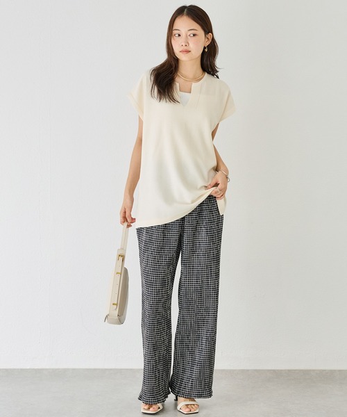 LAVEANGE(ラビアンジェ)の「【洗える】楊柳チェックパンツ(その他パンツ・レディース・オフホワイト/ブラック・LL/3L/4L/5L/M)」の18枚目の写真