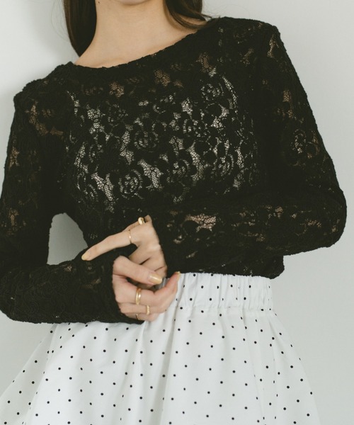 コード刺繍レーストップス（Tシャツ/カットソー）｜VANNIE U