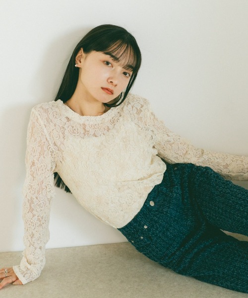 VANNIE U(ヴァニーユー)の「コード刺繍レーストップス(Tシャツ/カットソー・レディース・ブラック/アイボリー・FREE)」の20枚目の写真