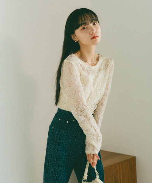 VANNIE U(ヴァニーユー)の「コード刺繍レーストップス(Tシャツ/カットソー・レディース・ブラック/アイボリー・FREE)」の21枚目の写真