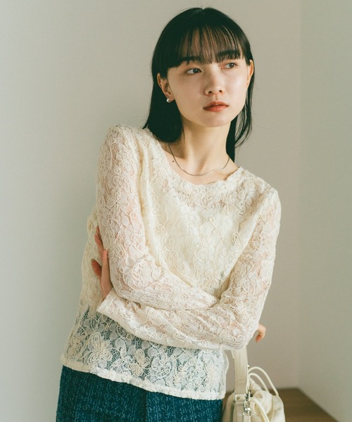 コード刺繍レーストップス（Tシャツ/カットソー）｜VANNIE U