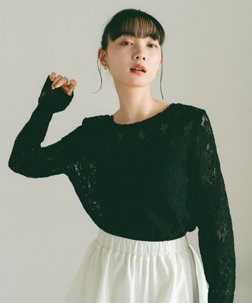 VANNIE U(ヴァニーユー)の「コード刺繍レーストップス(Tシャツ/カットソー・レディース・ブラック/アイボリー・FREE)」の18枚目の写真