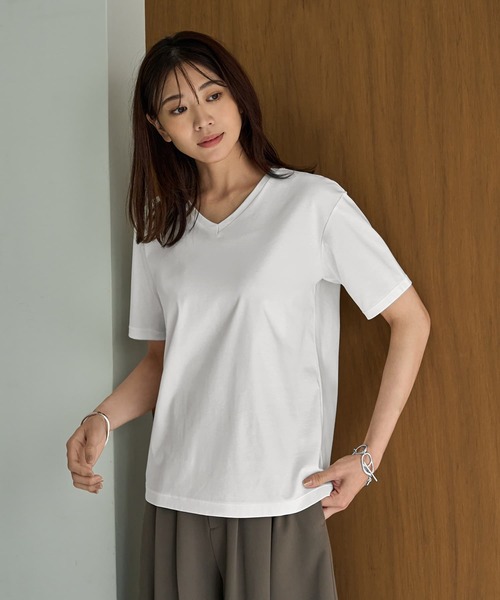 tシャツ 「ものづくりJAPAN」DIORAMA シルキースムース／VネックTシャツ レディース ものづくりJAPAN】DIORAMA シルキースムース／VネックTシャツ（T