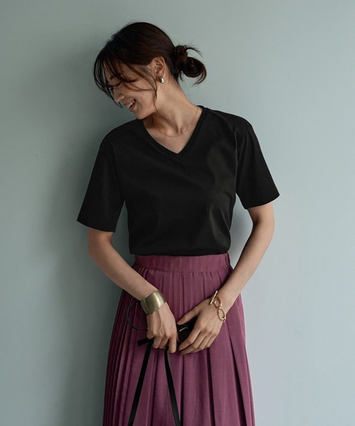 tシャツ 「ものづくりJAPAN」DIORAMA シルキースムース／VネックTシャツ レディース ものづくりJAPAN】DIORAMA シルキースムース／VネックTシャツ（T