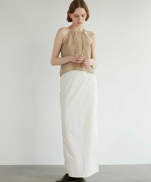セール】【LA PEAU DE GEM】beltless nylon skirt/ベルトレス
