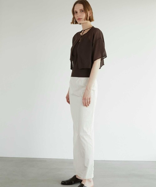 セール】【LA PEAU DE GEM】beltless nylon skirt/ベルトレス