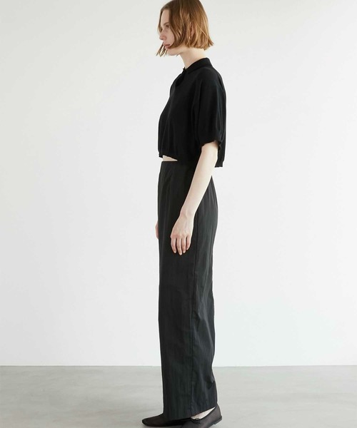 LA PEAU DE GEM（ラポドゥジェム）の「【LA PEAU DE GEM】beltless nylon skirt/ベルトレスナイロンスカート（スカート・レディース・ブラック/アイボリー・FREE）」の11枚目の写真