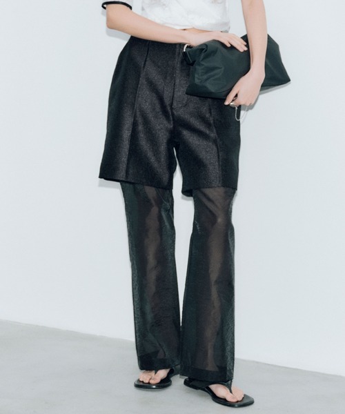 THINGS THAT MATTER（シングス ザット マター）の「METAL BUTCHER SHEER LAYERED PANTS / メタルブッチャーシアーレイヤードパンツ（その他パンツ・レディース・ブラック/ベージュ・1/2）」の2枚目の写真