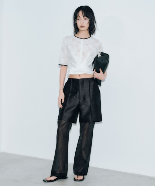 THINGS THAT MATTER（シングス ザット マター）の「METAL BUTCHER SHEER LAYERED PANTS / メタルブッチャーシアーレイヤードパンツ（その他パンツ・レディース・ブラック/ベージュ・1/2）」の3枚目の写真
