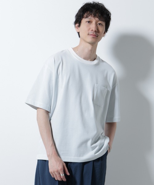 NANO universe(ナノユニバース)の「20シルケットボーダーTシャツ 半袖(Tシャツ/カットソー・メンズ・ブラック/ホワイト/ネイビー・L/M)」の2枚目の写真