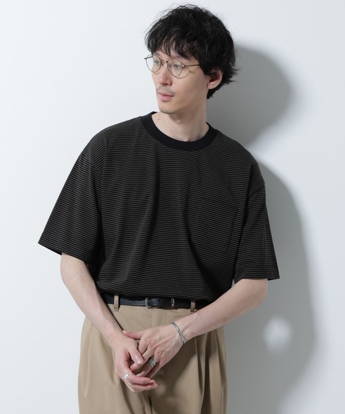 NANO universe(ナノユニバース)の「20シルケットボーダーTシャツ 半袖(Tシャツ/カットソー・メンズ・ブラック/ホワイト/ネイビー・L/M)」の3枚目の写真